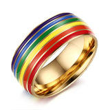Luxury Rainbow Titanium Ring Gold Plate Stainless Steel Ring