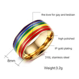 Luxury Rainbow Titanium Ring Gold Plate Stainless Steel Ring