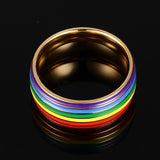Luxury Rainbow Titanium Ring Gold Plate Stainless Steel Ring