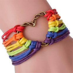 LGBT Heart Charm Rainbow Braided Bracelet