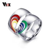 Rainbow Heart LGBT Pride Wedding Rings