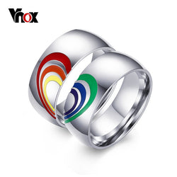 Rainbow Heart LGBT Pride Wedding Rings
