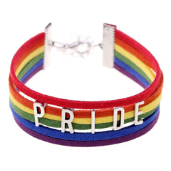 Pride Leather Rainbow Bracelet