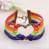 Pride Leather Rainbow Bracelet