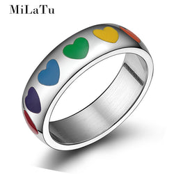 Rainbow Love Heart Ring