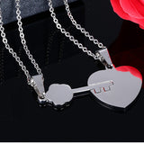 Rainbow Rhinestone Lock & Key Couple Necklace Pair
