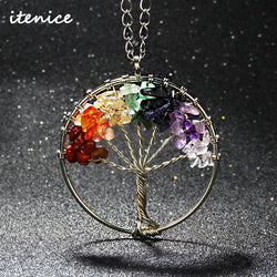 Chakra Tree Of Life Natural Stone Necklace