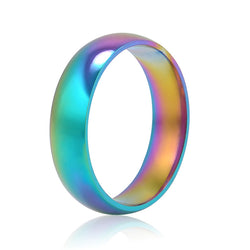 Uni-Sex Rainbow Colorful Ring Titanium Steel Wedding Band Ring